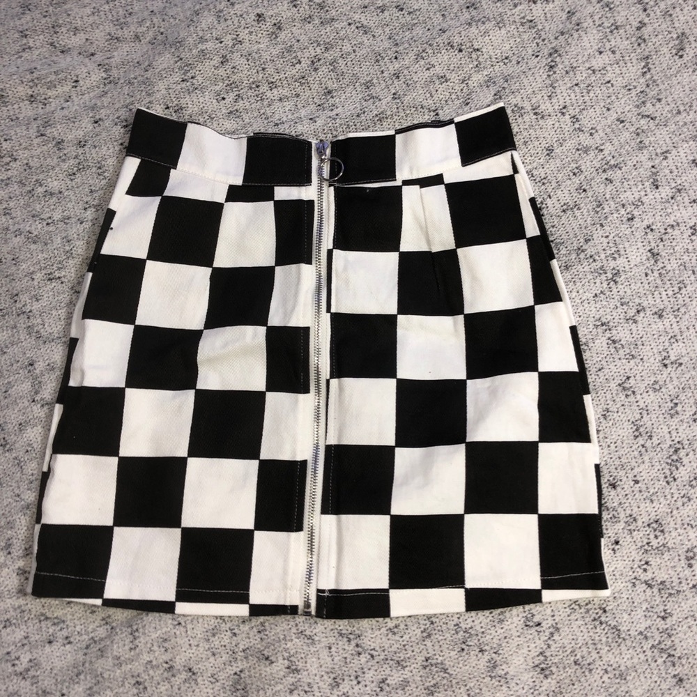 Women’s black and white checkered skirt